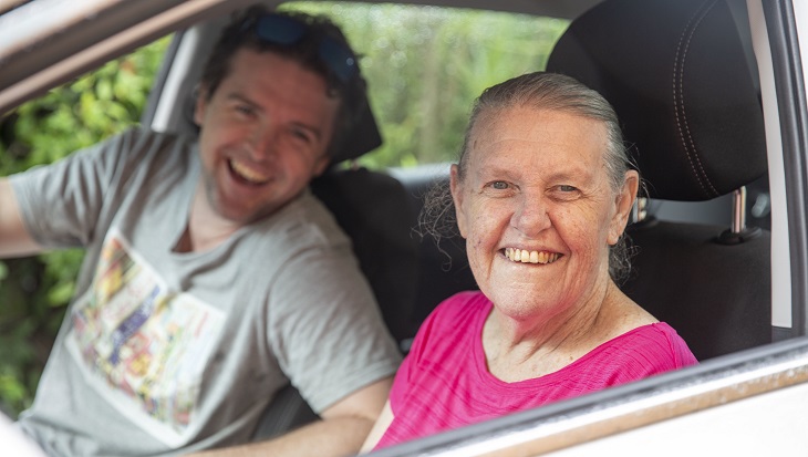 2 people going for a car ride