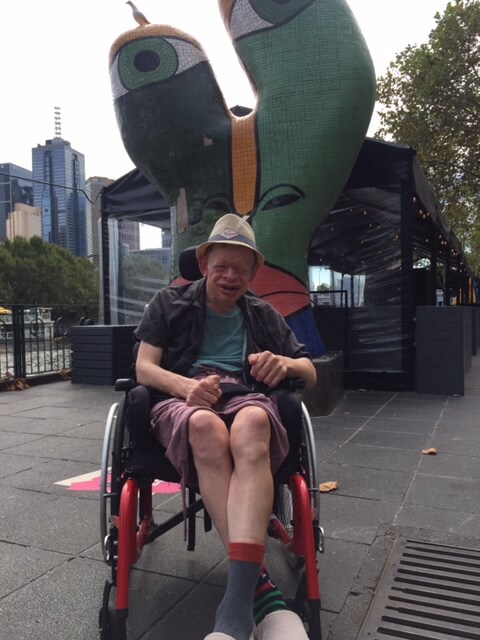 Guy with his crazy sock choices