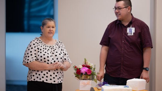 Photo of Brandon and Payroll Manager, Katrina Dock.