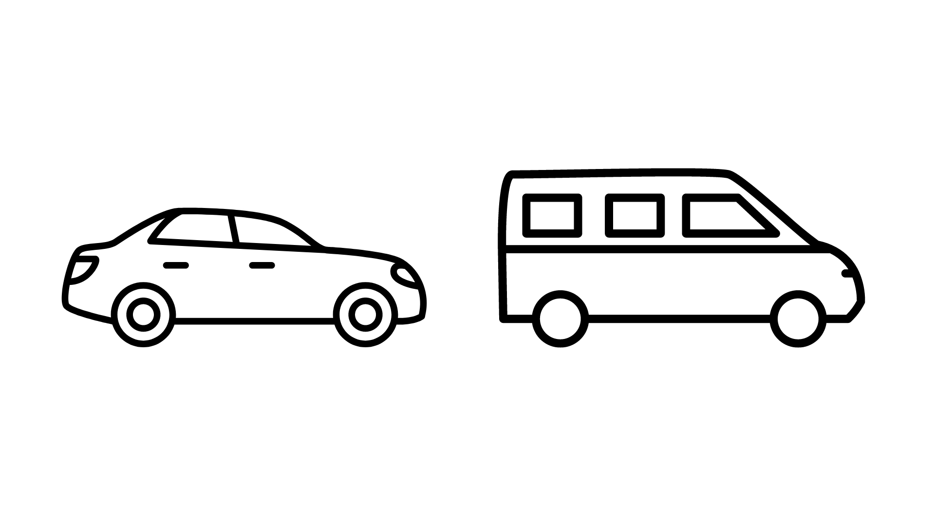 1 car following a van.